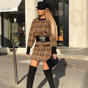 Zara co-ord plaid sweater and skirt set